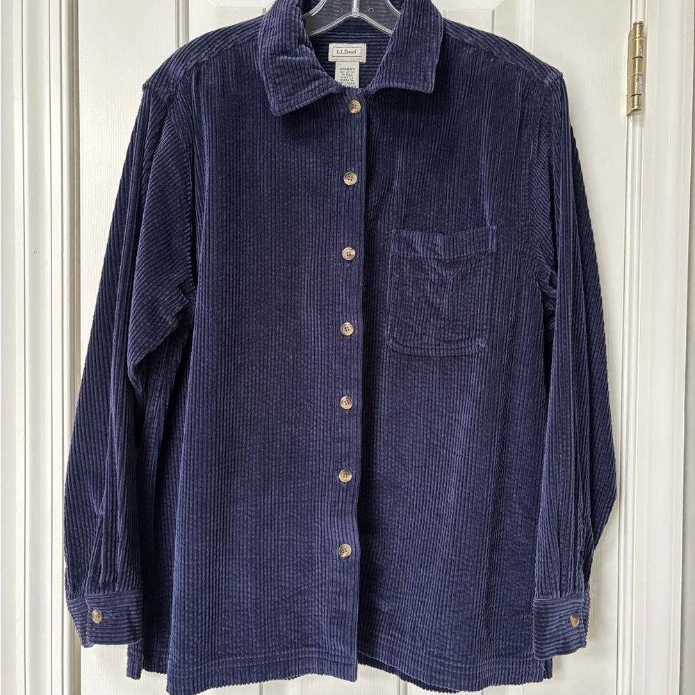 L.L. Bean Navy Corduroy Button Down Shirt